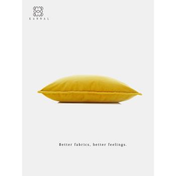 法式『日落巴黎』高級復古洛可可黃色絨布靠墊抱枕樣板間別墅腰枕