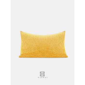 法式『日落巴黎』現代復古梵高黃是毛絨絨靠墊樣板間兒童房腰枕