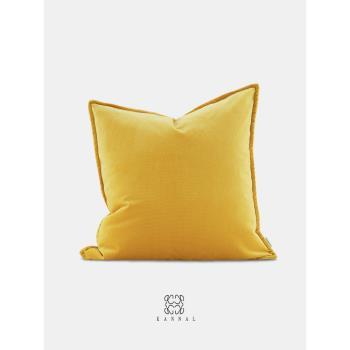 法式『日落巴黎』高級復古洛可可黃色絨布靠墊抱枕樣板間別墅方枕