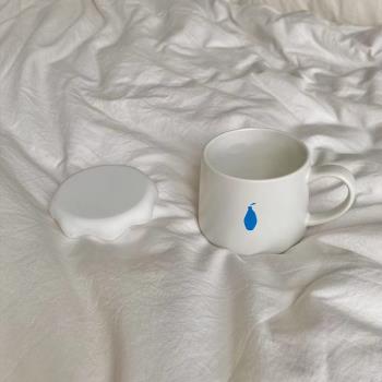 yowoyowoo 原創設計小藍瓶子白色簡約陶瓷馬克杯精致咖啡杯可微波
