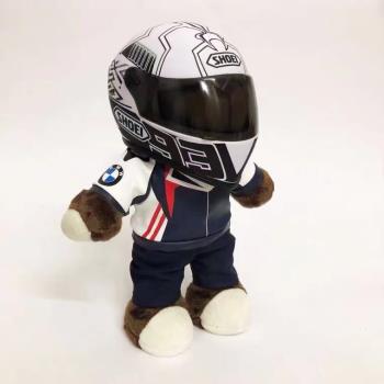 摩托車頭盔拉力熊機車黑色藍色全盔成人白色復古玩偶小熊公仔裝飾