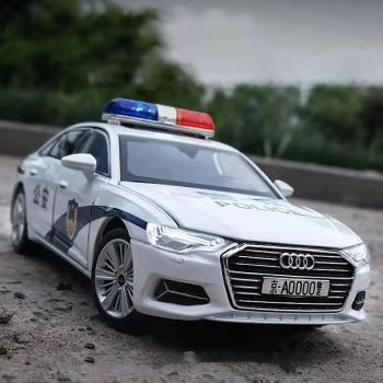 奧迪A8合金車模仿真汽車模型桑塔納男孩小汽車110警車玩具回力車