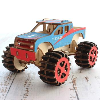 積木制3d立體汽車拼圖兒童潮玩具小學生男孩diy手工木質拼裝模型
