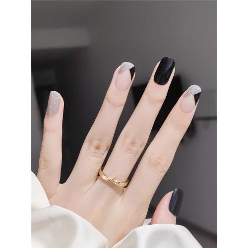 美蓋UV指甲貼半烤凝膠黑白色顯白防水持久孕婦可用半烤美甲貼紙w