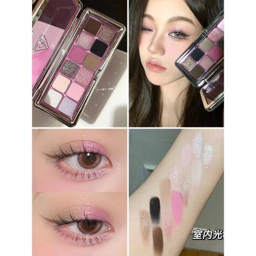 韓國專柜3CE眼影盤自然持久裸妝珠光花火盤新款玫瑰限量貓貓盤