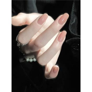 粉灰色mini中長方形溫柔假指甲片