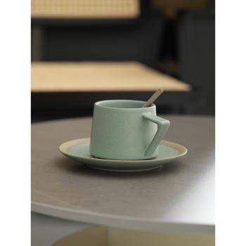 日式復古咖啡杯碟套裝勺子創意粗陶拉花杯子家用杯高檔精致馬克杯