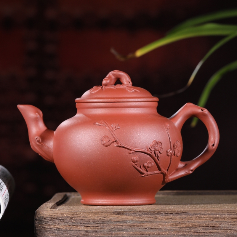 報春壺梅花壺宜興紫砂壺手工紫砂壺（紫泥清水泥大紅袍）|茶壺|ETMall