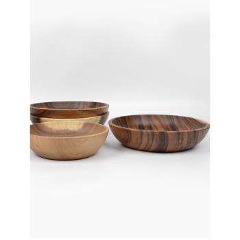 實木沙拉碗相思木整木圓碗金合歡木制飯碗配菜碗木質干果盤點心碗