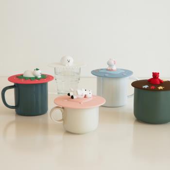 韓國dailylike可愛卡通動物環保硅膠馬克杯蓋ins風防塵耐熱圓杯蓋