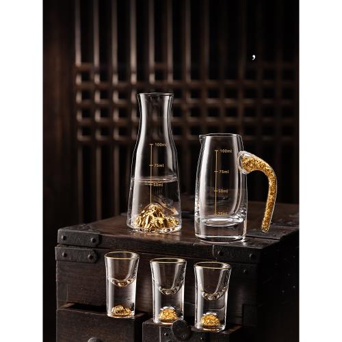 中國風白酒杯套裝家用小號一口杯創意酒具水晶玻璃分酒器酒壺酒盅|酒杯