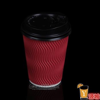 一次性咖啡紙杯360ml加厚防燙瓦楞12盎司奶茶熱飲紙杯外帶杯帶蓋
