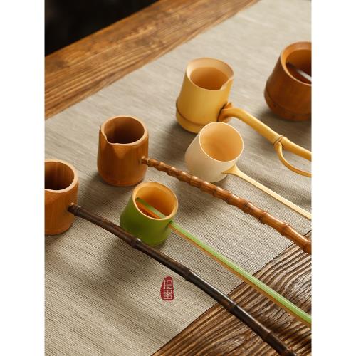 竹根長柄水瓢打舀酒器水勺水瓢酒勺日式茶具分茶勺茶道零配竹筒杯|茶道