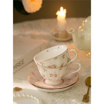 法式玫瑰小兔杯碟 陶瓷英式 杯子下午紅茶家用歐式咖啡杯 茶具