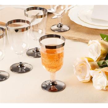 一次性紅酒杯食品級硬塑料四色兩節190ml戶外婚禮聚會派對甜品杯