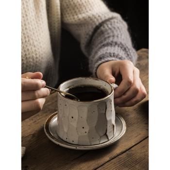 象有秘密復古咖啡杯作家款手工粗陶馬克杯陶瓷手捏紋理高顏值杯子