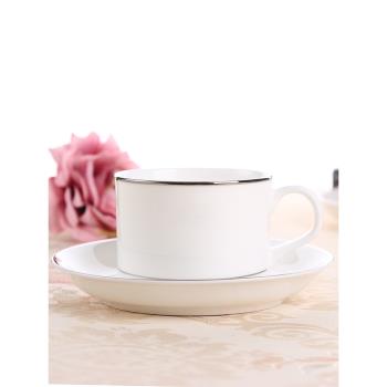 骨質瓷咖啡杯碟套裝簡約黃金邊陶瓷180ml精致奢華客房喝水茶杯