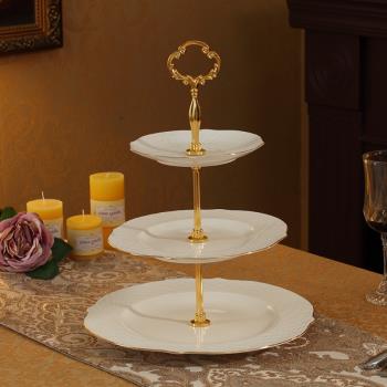 歐式陶瓷雙層串盤多層骨瓷點心盤婚禮蛋糕架下午茶三層生日水果盤