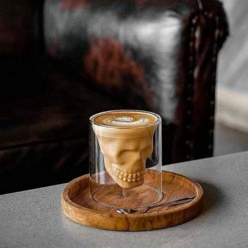 ins復古美式咖啡杯 迷你耐熱玻璃藝術創意個性骷髏酒杯酒瓶拿鐵杯