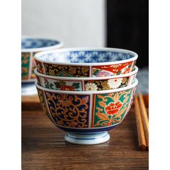 日本進口伊萬里錦花米飯碗5個裝有田燒和風陶瓷碗套裝日本碗禮盒