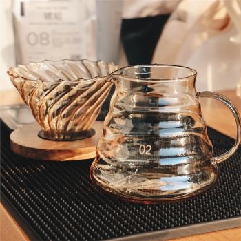 透明香檳色 手沖咖啡分享壺 500ml美式單品精品云朵壺玻璃咖啡壺
