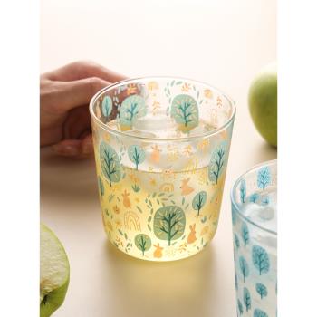 藍蓮花家居夏天水杯網紅杯子女辦公室日式一人飲玻璃綠茶杯專用小