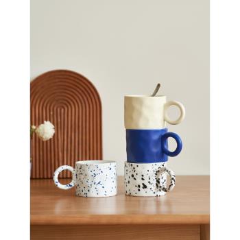 肆月克萊因藍杯子女生陶瓷咖啡杯創意喝牛奶馬克杯家用高顏值茶杯