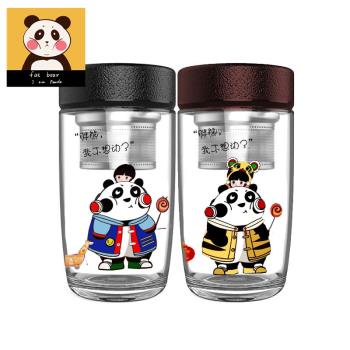 美國CupMystery時尚卡通熊貓小女孩萌耐熱時尚商務高硼硅玻璃杯