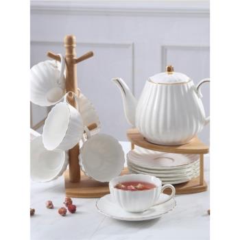 英式下午茶茶具簡約陶瓷家用時尚杯碟描金水杯水壺咖啡杯輕奢套裝