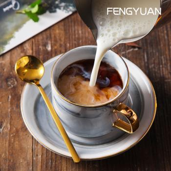 北歐簡約陶瓷咖啡杯碟歐式小奢華花茶杯家用下午茶茶杯套裝小精緻