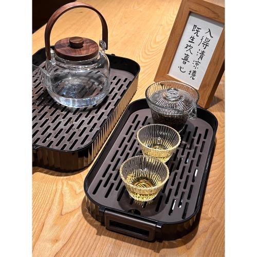 新款輕奢茶盤家用客廳茶幾長方形托盤放茶杯杯子水杯收納盤水果盤