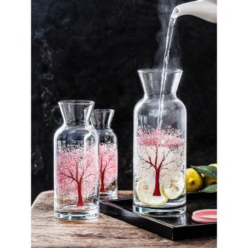 ins網紅櫻花變色水杯家用玻璃耐熱高溫隨手杯創意北歐奶茶果汁瓶