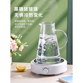 冷水壺玻璃水壺家用耐高溫泡茶壺果汁桶涼白開水杯耐熱涼水壺套裝