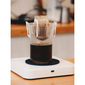透明豎條紋 掛耳咖啡杯 日式復古 手工透明玻璃手沖單品咖啡杯