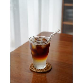 然而家 日式簡約高硼矽玻璃水杯耐熱夏季冷飲啤酒杯高顏值咖啡杯