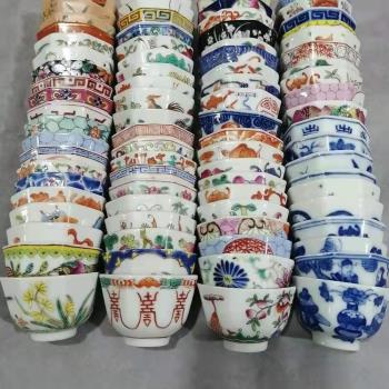景德鎮陶瓷純手繪中式復古青花粉彩容量40ml八方杯品茗杯功夫茶具