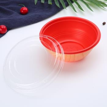透明紅黑打包外賣湯碗方便面日式蓋澆飯900ml一次性餐盒日本品牌