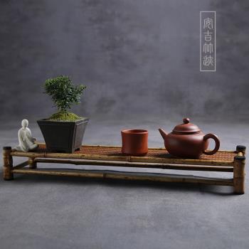 梅鹿竹茶杯收納架日式單層羅漢晾杯架茶具瀝水置物展示架茶道配件