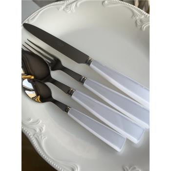 新款 法國sabre Paris偶像系列純白色刀叉勺ins風高顏值西餐套裝