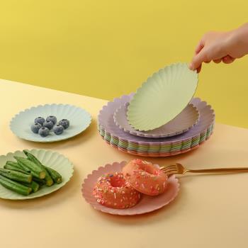塑料水果點心蛋糕盤餐桌小圓盤家用吐骨碟創意塑料盤零食盤垃圾盤