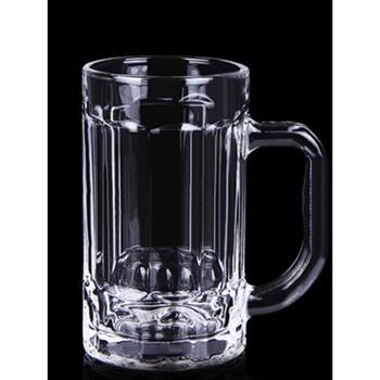 家用加厚帶把手玻璃杯耐熱泡茶杯喝水杯大容量果汁杯鋼化啤酒杯子