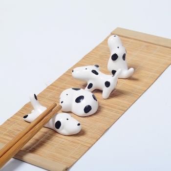 精品日式骨頭小狗陶瓷筷子架創意餐桌筷子托筆托裝飾工藝禮品擺件