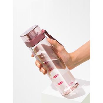 透明方形水杯大容量水瓶高顏值女網紅杯子便攜刻度運動水壺男夏季