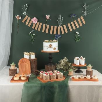歐式木質森系甜品臺展示架套裝 婚禮擺臺蛋糕架子 下午茶點心托盤