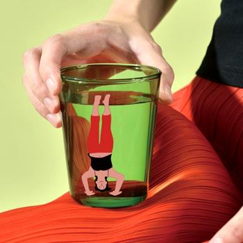 YIZISTORE原創彩色玻璃杯ins風可愛卡通耐高溫男女情侶家用水杯子