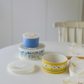 [夢田良品]出口Afternoon Tea陶瓷密封保鮮碗三件套冰箱收納碗