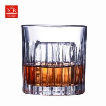 RCR257850 進口水晶RCR威士忌杯酒吧條紋冰球杯 復古洋酒雞尾酒杯