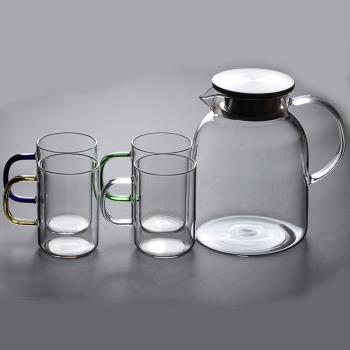 高硼玻璃涼水壺耐熱高溫防爆扎壺錘紋杯家用套裝大容量涼水壺套裝