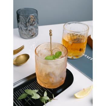 樹紋玻璃杯家用玻璃水杯簡約清新森系耐高溫日式錘紋杯子耐熱茶杯