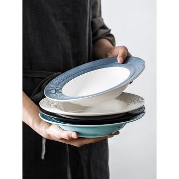 草帽盤意面盤沙拉盤INS網紅陶瓷盤深湯盤 家用創意西餐盤牛排盤子